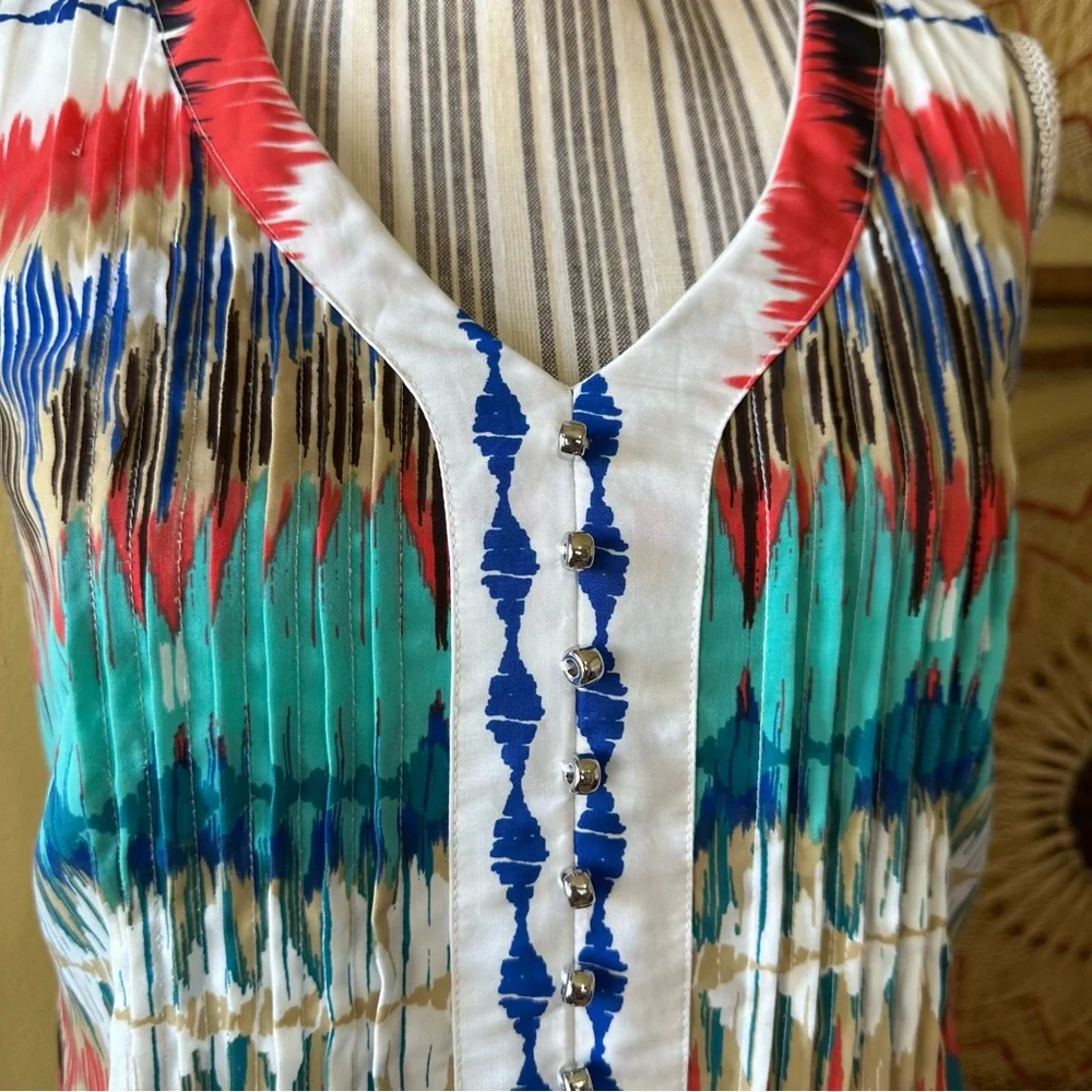 Rabbit Designs Aztec Tribal Colorful Midi Dress - Picture 6 of 8